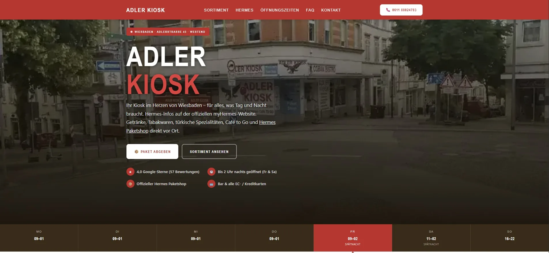 Adler Kiosk Wiesbaden Website – Hermes Paketshop