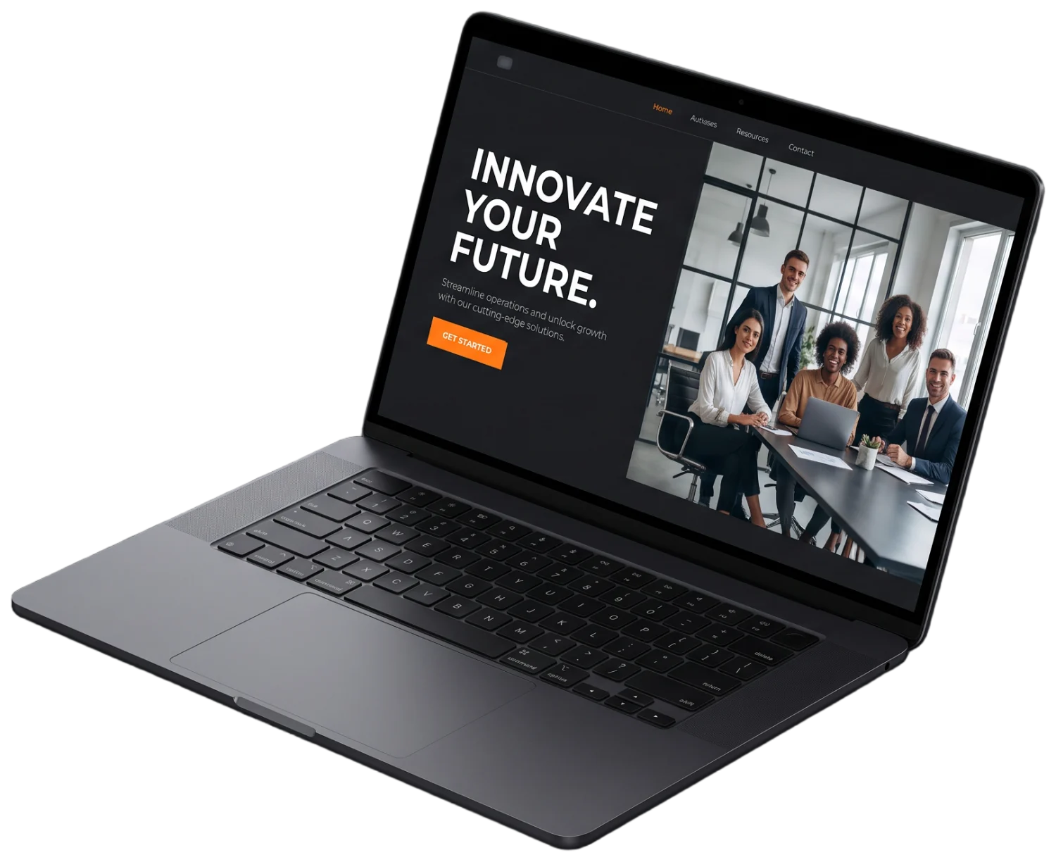 Laptop mit einer modernen Unternehmenswebsite auf dem Bildschirm