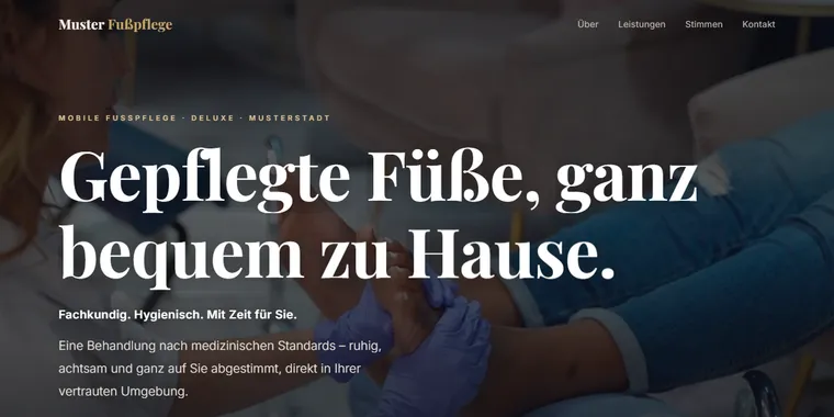 Beispielseite Essential Deluxe — Fußpflege mit Online-Buchung