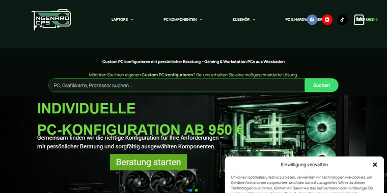 Website NGenAro CPS — PC-Konfigurator und Shop
