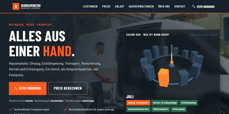 Beispielseite RundumWerk — Handwerk und Dienstleistung