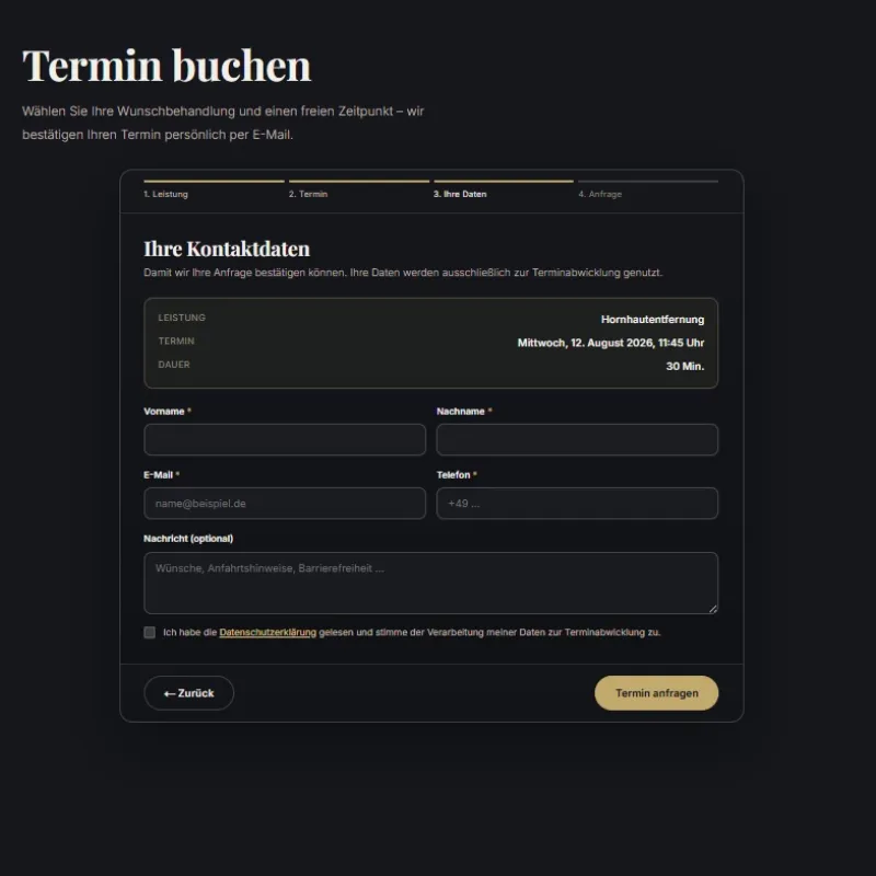 Schritt 3: Der Kunde traegt seine Kontaktdaten ein und schickt ab